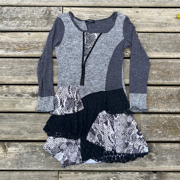 Papillon Patchwork Long Sleeve Dress - Picture 1 of 8